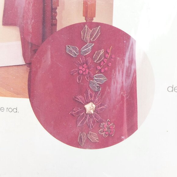 Target Home Window Panel Drapery, Burgundy Ribbon Embroidery Scarf, 216x54in, Lo - Picture 2 of 5